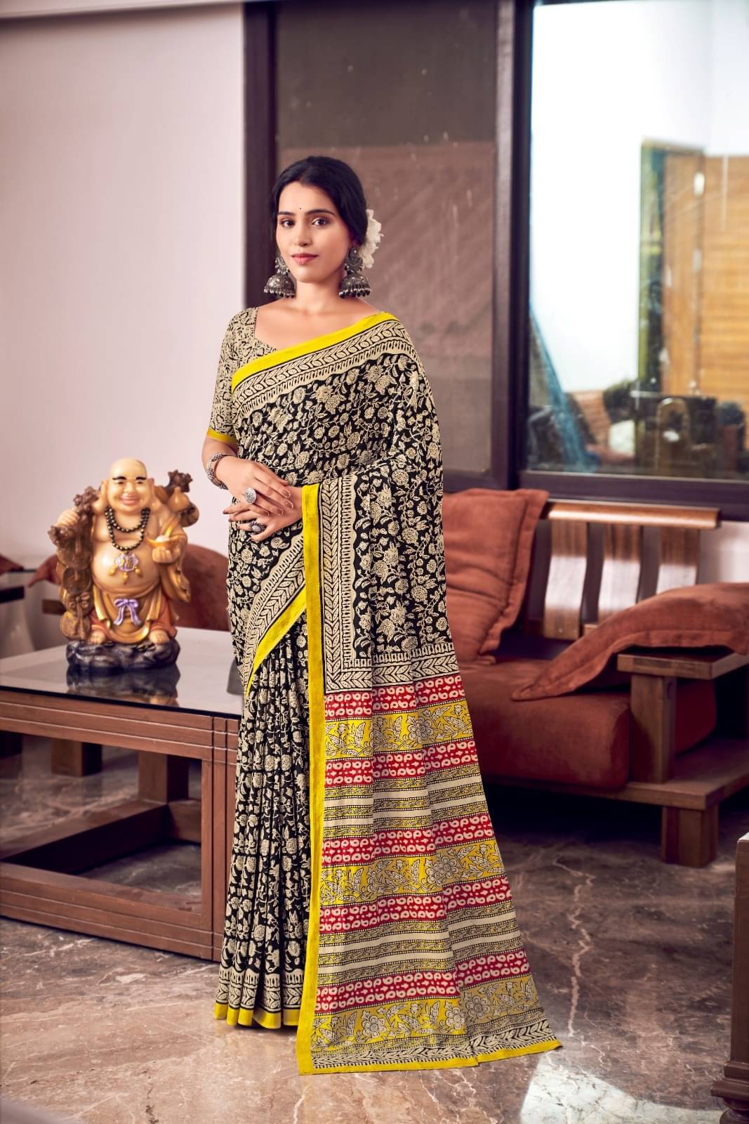     			BRENZZAFASHION Cotton Printed Bhagalpuri Saree With Unstitched Blouse Piece ( Green )