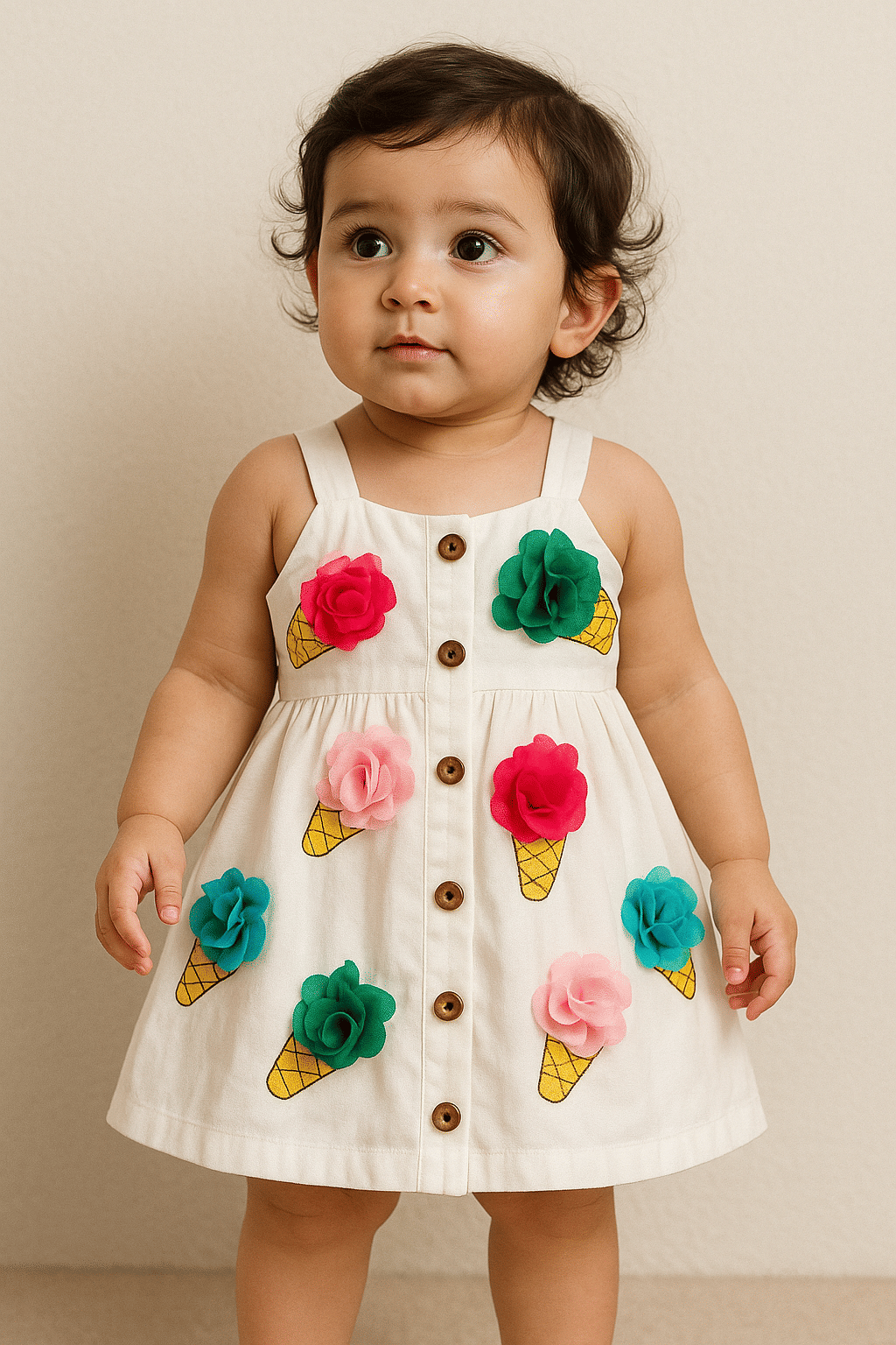     			Banou Pack of 1 Baby Girls Cotton Blend Dress ( White )
