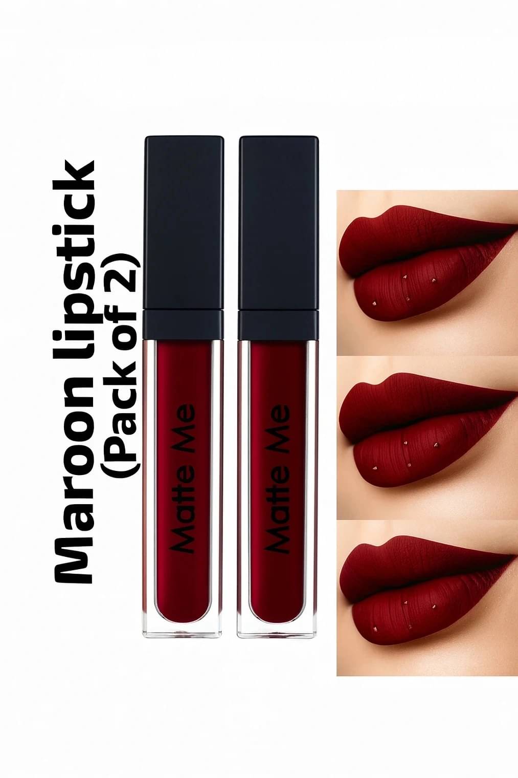 Beauty Women Maroon Matte Smudge Free Liquid Lipstick ( Pack of 2 ) Beauty Women Maroon Matte Smudge Free Liquid Lipstick ( Pack of 2 )
