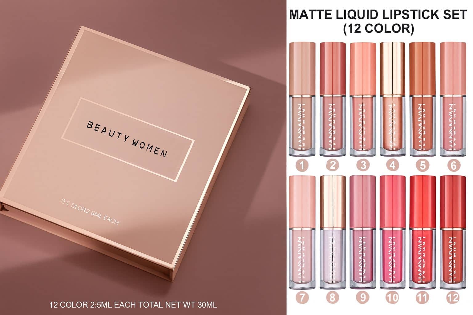Beauty Women Multi Matte Smudge Free Liquid Lipstick ( Pack of 12 )