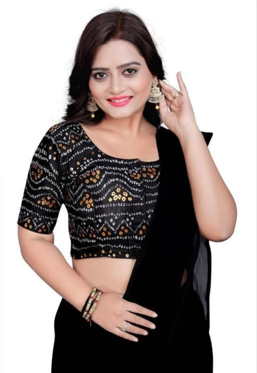 Bigbest Feb Cotton Readymade with Pad Round Neck Women's Blouse ( Black )     			Bigbest Feb Cotton Readymade with Pad Round Neck Women's Blouse ( Black )
