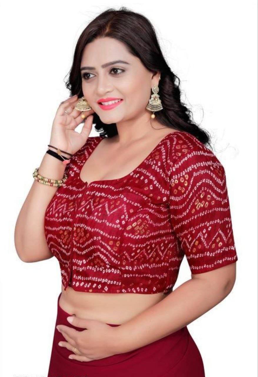     			Bigbest Feb Cotton Readymade with Pad Round Neck Women's Blouse ( Maroon )