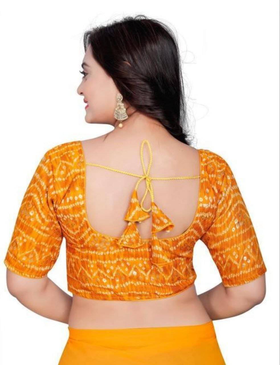     			Bigbest Feb Cotton Readymade with Pad Round Neck Women's Blouse ( Yellow )