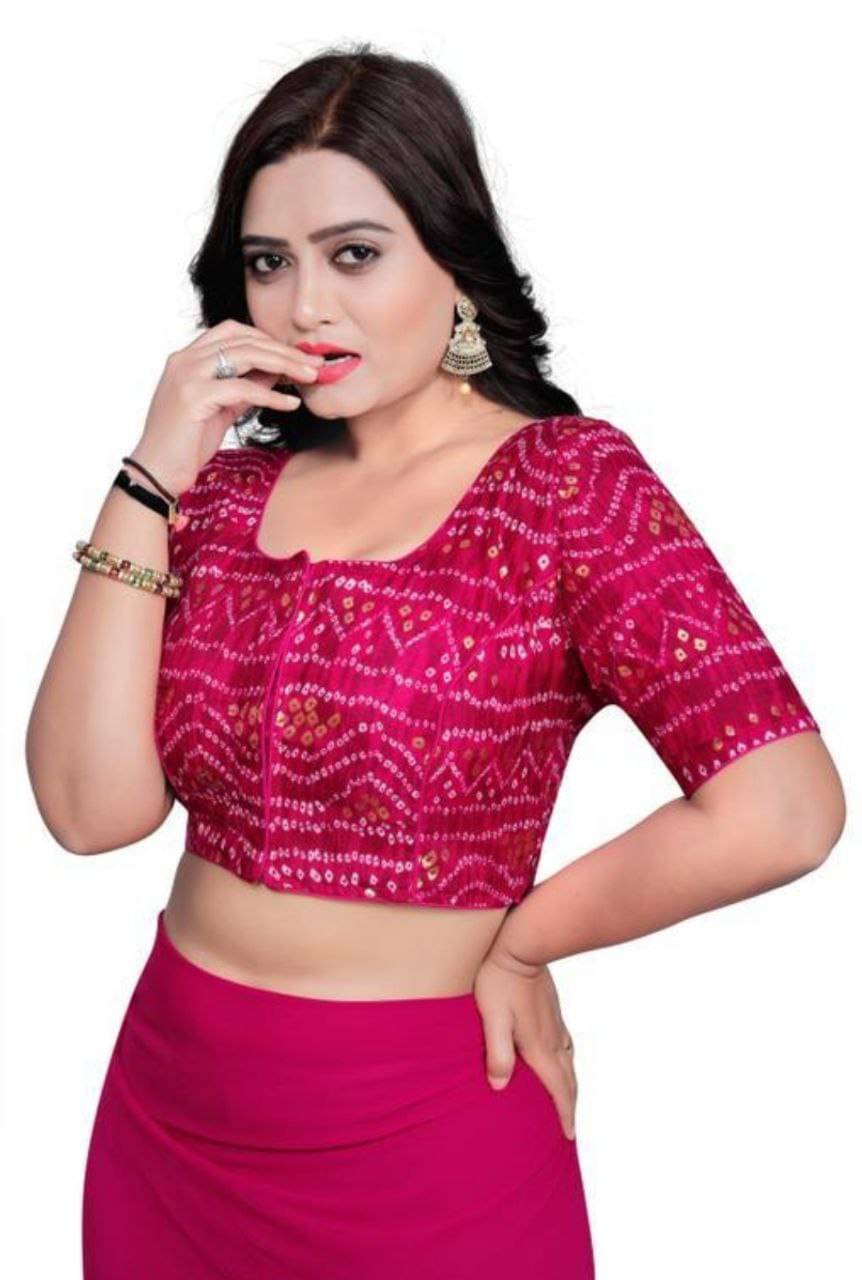     			Bigbest Feb Cotton Readymade with Pad Round Neck Women's Blouse ( Rani )