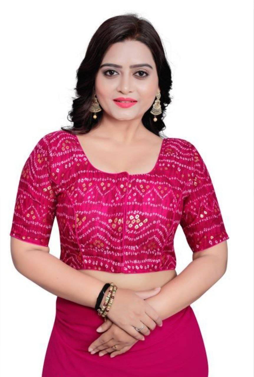     			Bigbest Feb Cotton Readymade with Pad Round Neck Women's Blouse ( Rani )