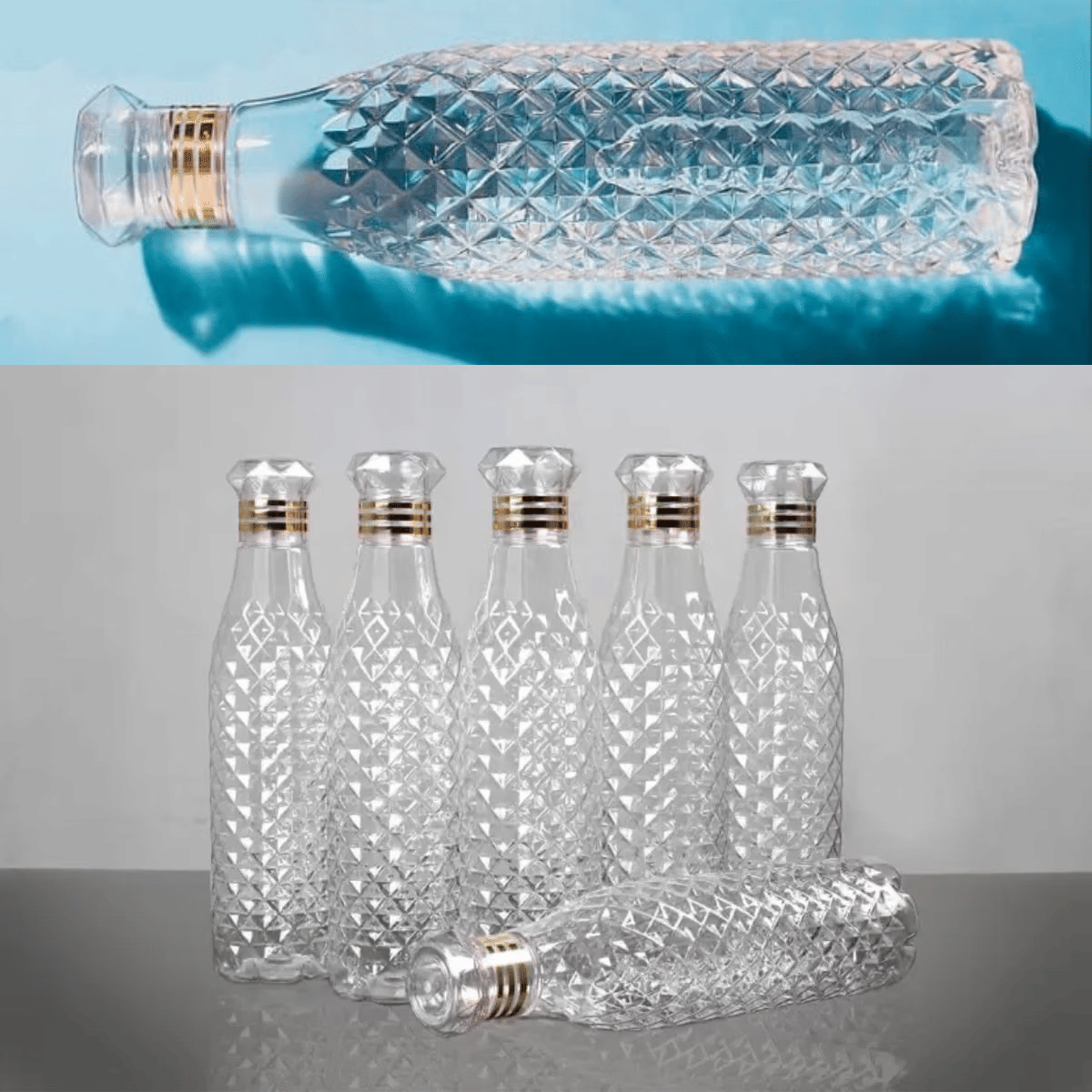     			Brahmani Art diamond water bottle, fridge water bottle, bottle White Plastic Fridge Water Bottle 1000 mL ( Set of 3 )