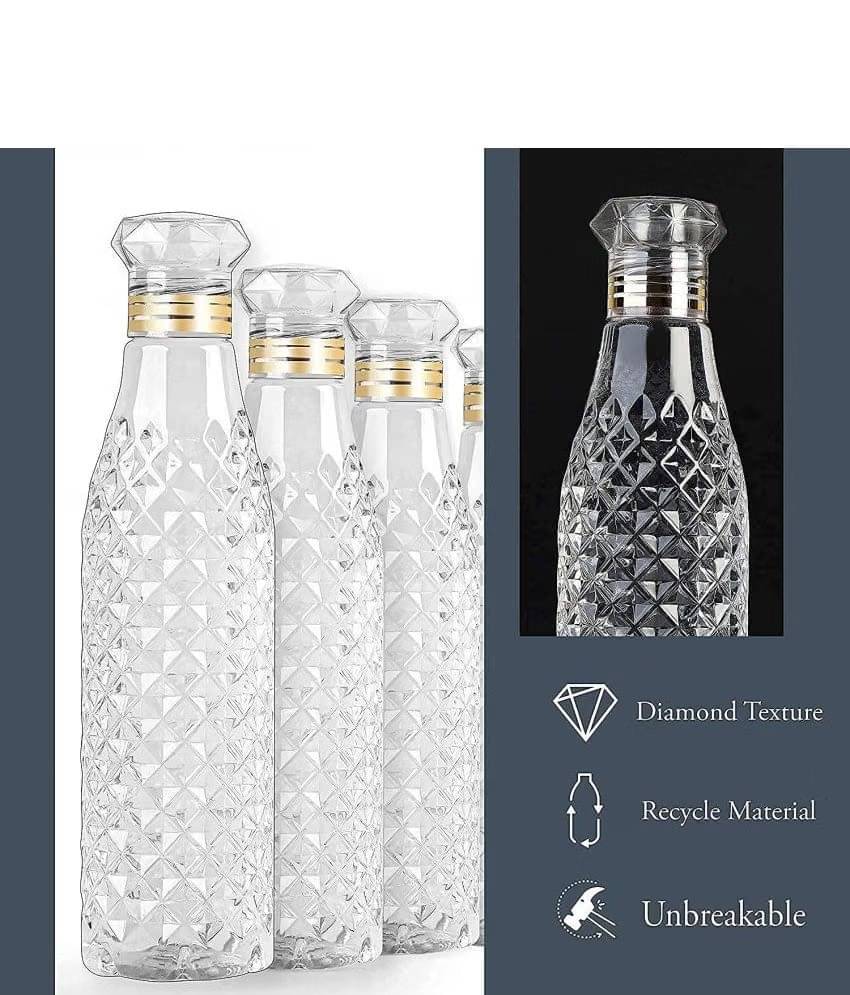     			Brahmani Art diamond water bottle, fridge water bottle, bottle White Plastic Fridge Water Bottle 1000 mL ( Set of 3 )