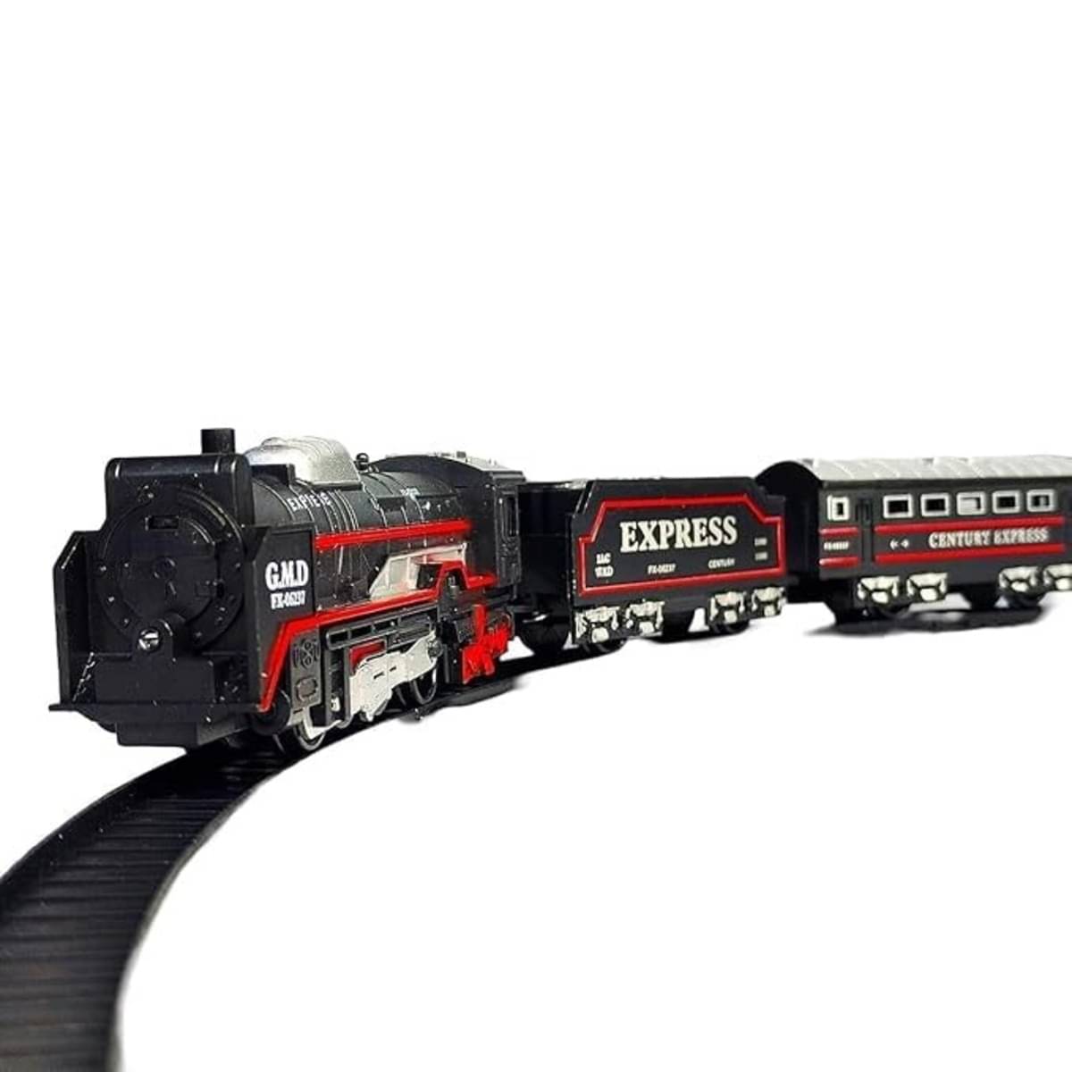     			Braintastic Battery Operated Toy Train Set with Engine, 1 Locomotive,10 Sets of Tracks,1 Boxer and1 Passenger Car Railway-13 Pcs with Headlight (Engine Train Small)