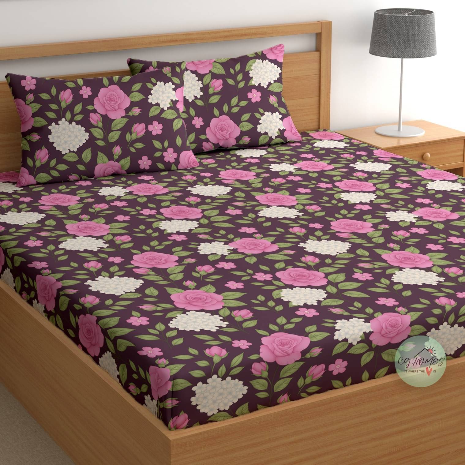 CG HOMES Cotton 1 Double Bedsheet with 2 Pillow Covers ( Pink ) CG HOMES Cotton 1 Double Bedsheet with 2 Pillow Covers ( Pink )