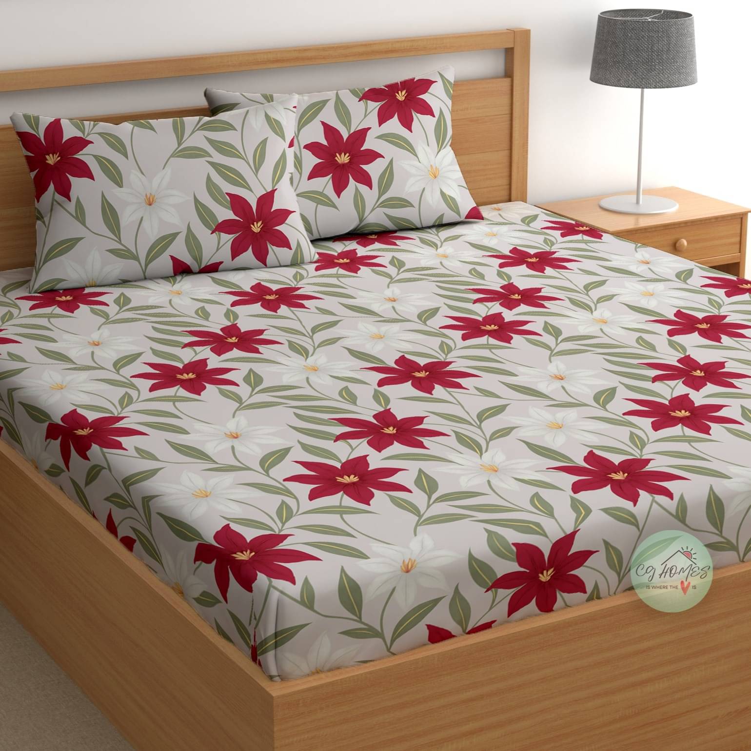 CG HOMES Cotton 1 Double Bedsheet with 2 Pillow Covers ( Gray )     			CG HOMES Cotton 1 Double Bedsheet with 2 Pillow Covers ( Gray )