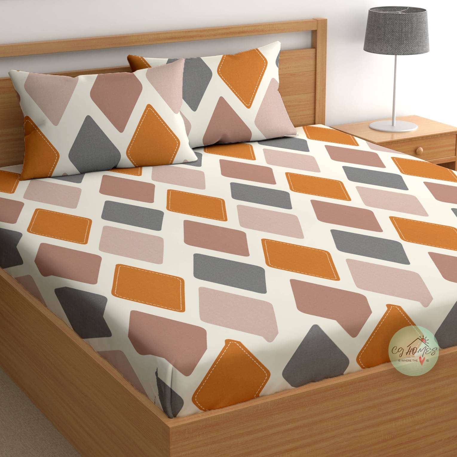     			CG HOMES Cotton 1 Double Bedsheet with 2 Pillow Covers ( Multicolor )