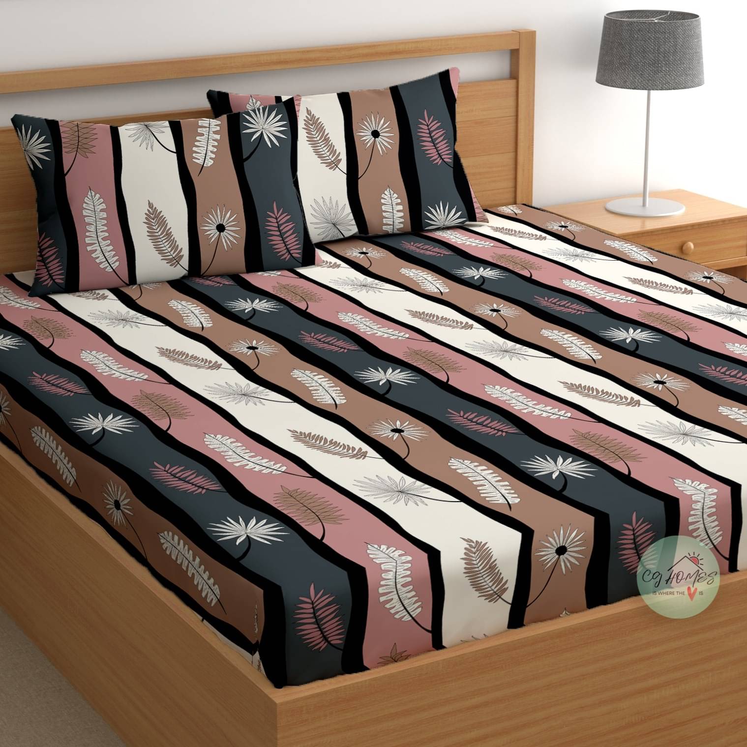     			CG HOMES Cotton 1 Double Bedsheet with 2 Pillow Covers ( Multicolor )