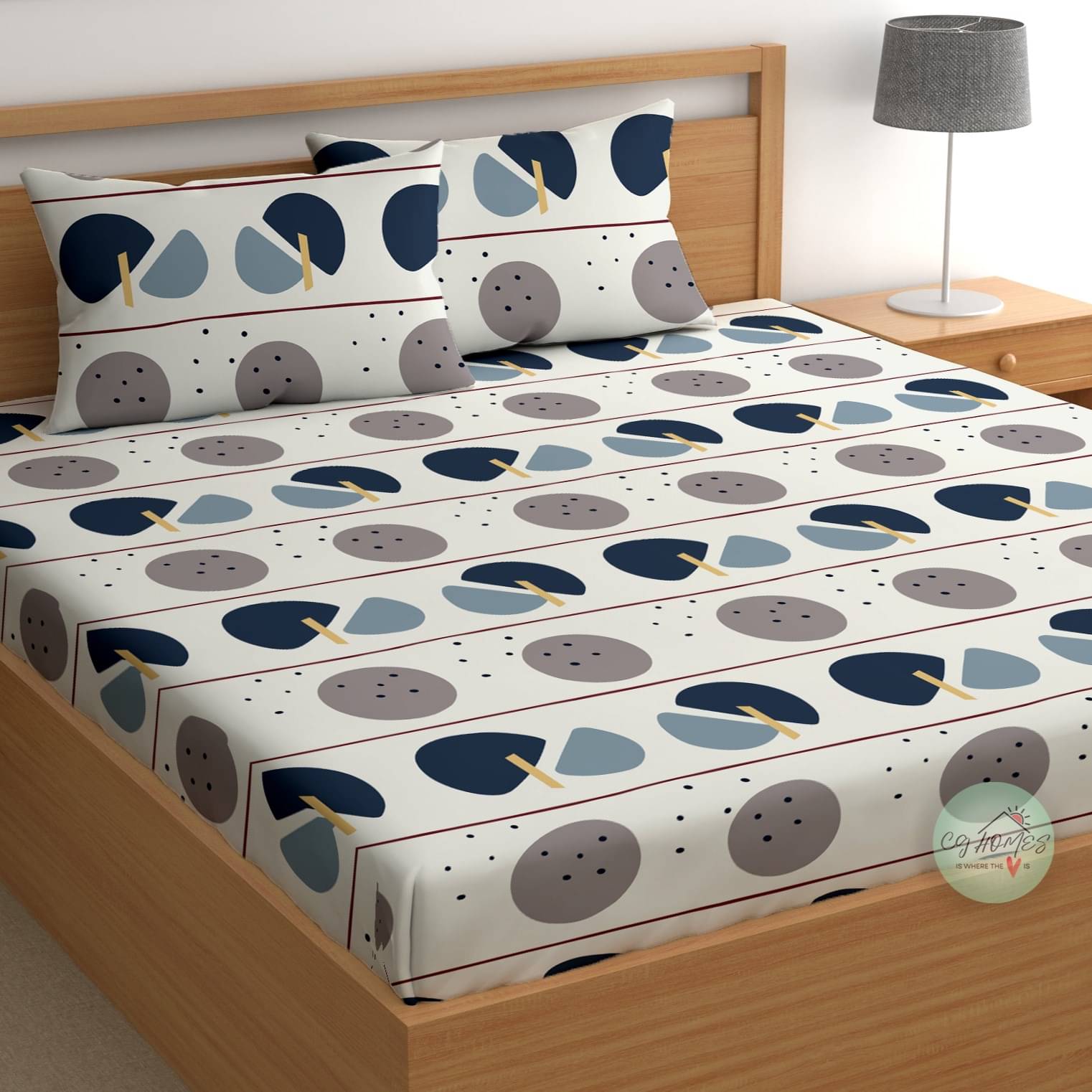     			CG HOMES Cotton 1 Double Bedsheet with 2 Pillow Covers ( Off White )