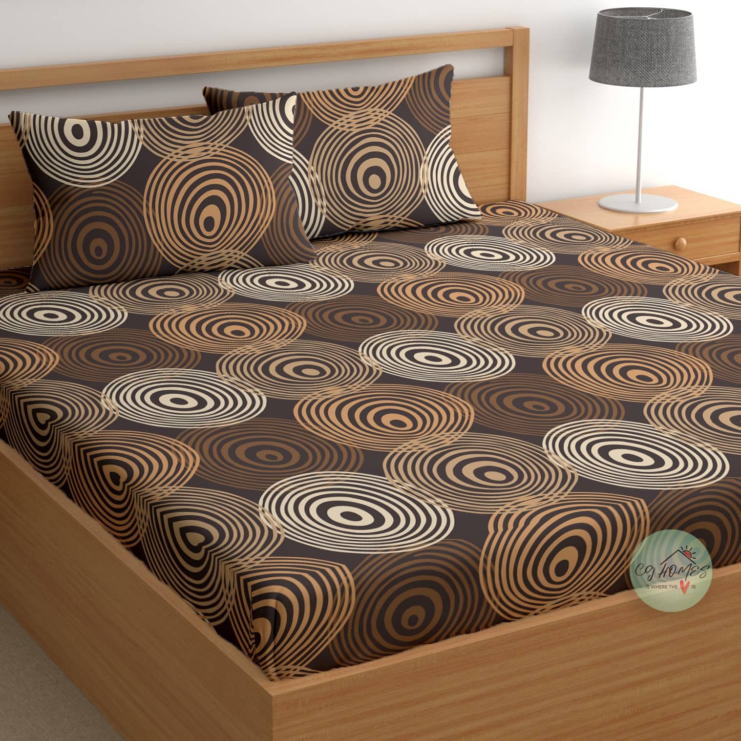 CG HOMES Cotton 1 Double Bedsheet with 2 Pillow Covers ( Brown )