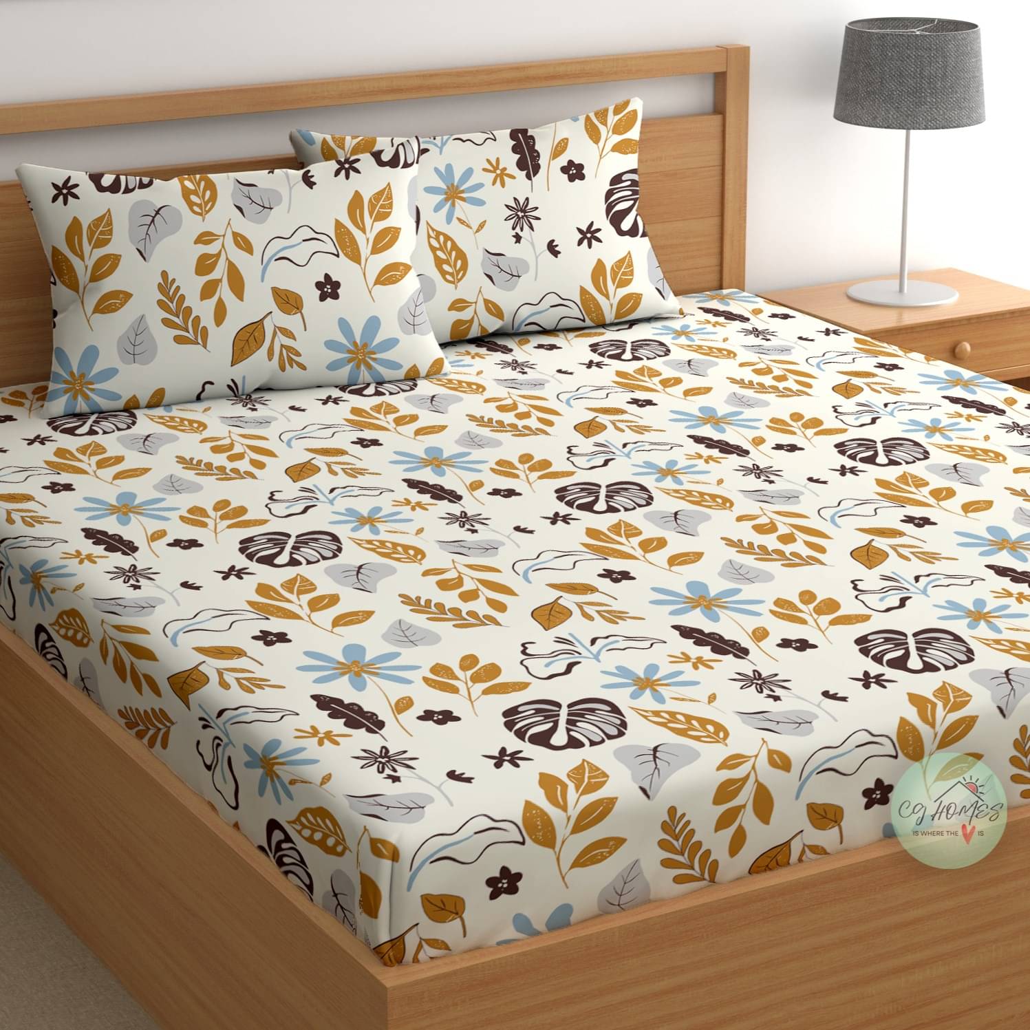     			CG HOMES Cotton 1 Double Bedsheet with 2 Pillow Covers ( Off White )