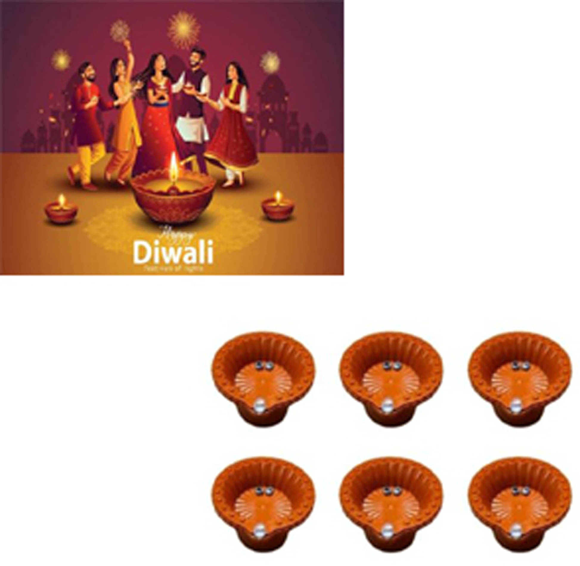     			Deals kart delhi Plastic Electric Diya - Pack of 6