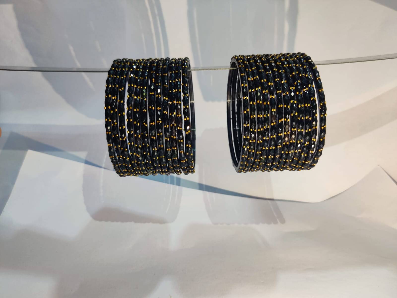     			Divine Glass Black Bangle Set ( Pack of 24 )