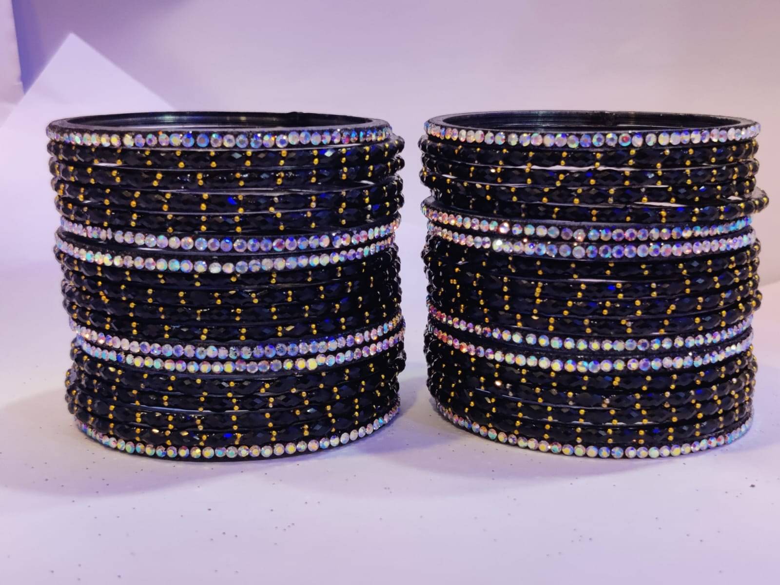     			Divine Glass Black Bangle Set ( Pack of 36 )
