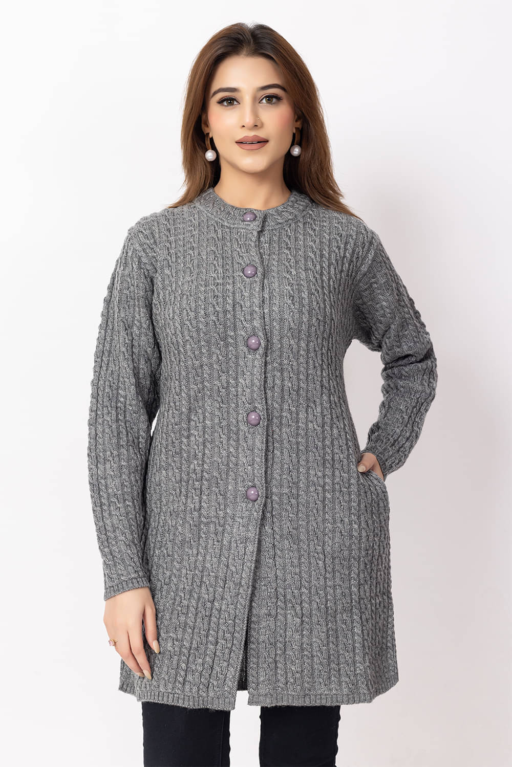     			Dodge Women Acro Wool Round Neck Sweater ( Grey )