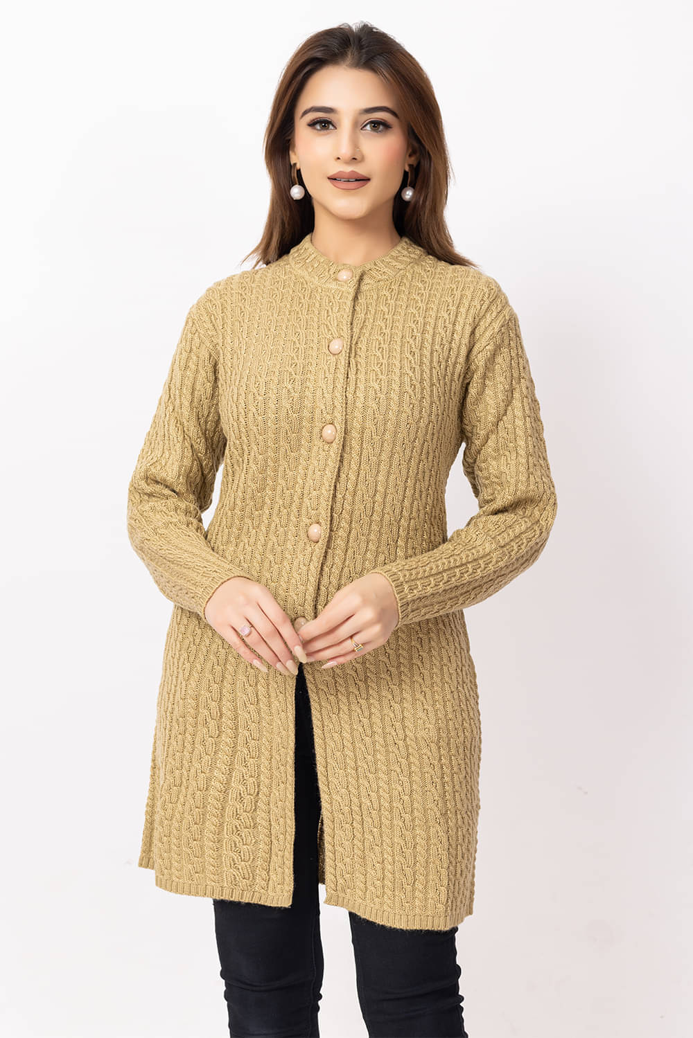     			Dodge Women Acro Wool Round Neck Sweater ( Beige )