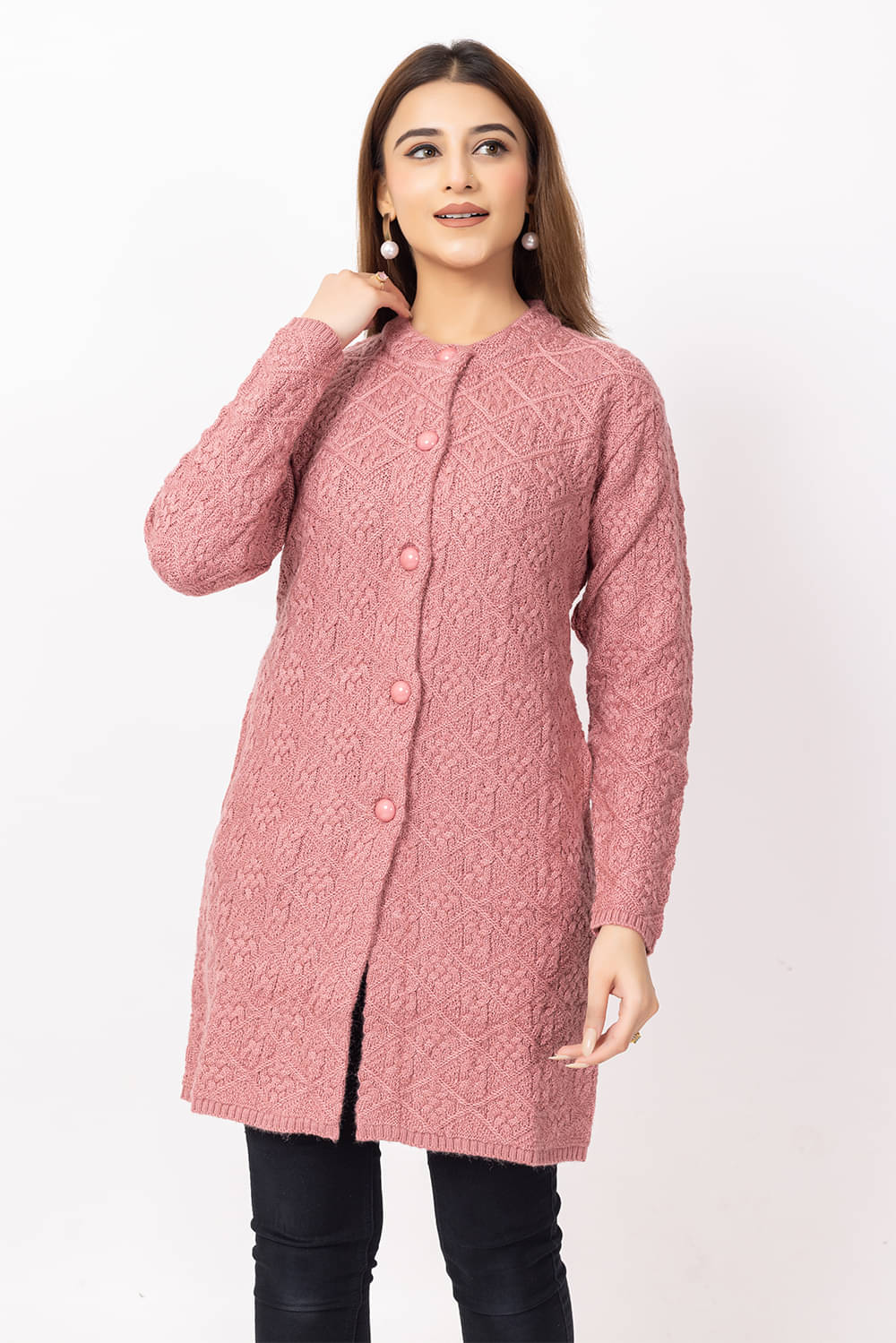     			Dodge Women Acro Wool Round Neck Sweater ( Pink )