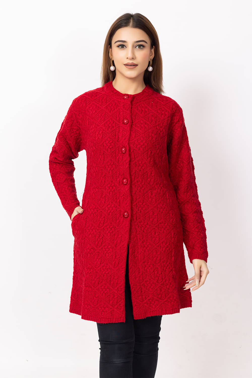     			Dodge Women Acro Wool Round Neck Sweater ( Maroon )
