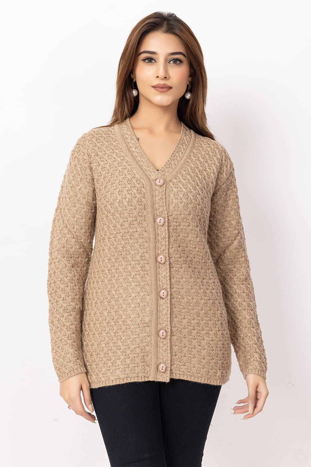     			Dodge Women Woollen V-Neck Sweater ( Multicolor 12 )