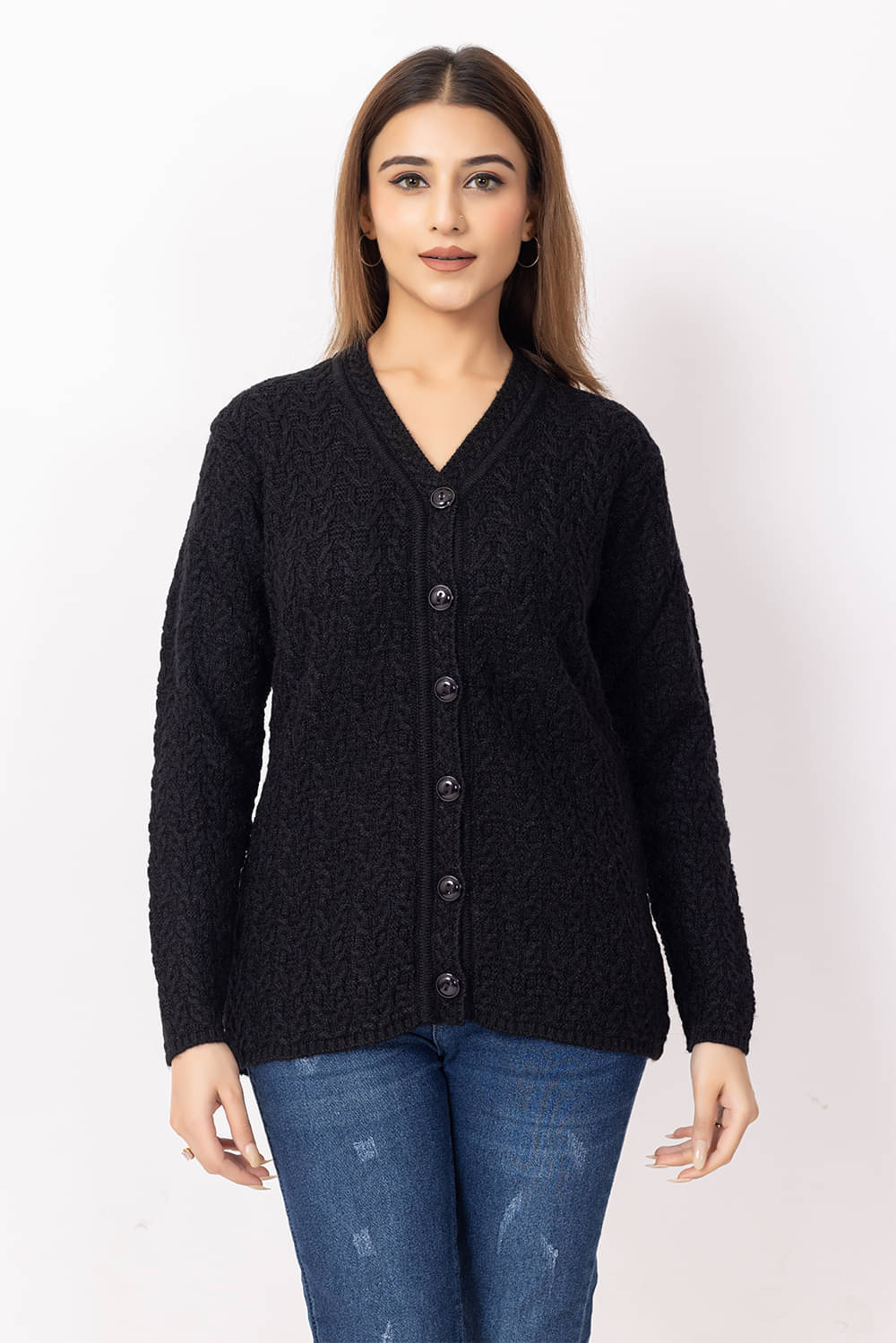     			Dodge Women Woollen V-Neck Sweater ( Black )