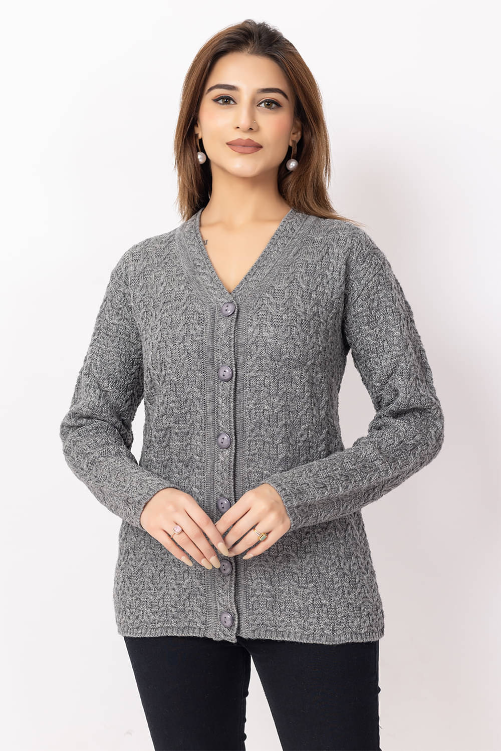     			Dodge Women Woollen V-Neck Sweater ( Grey )