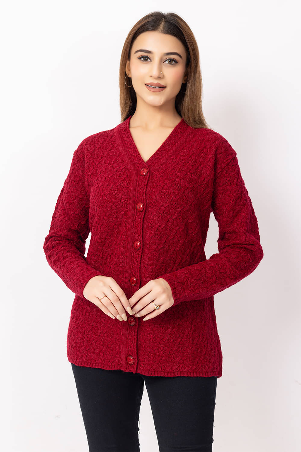    			Dodge Women Woollen V-Neck Sweater ( Maroon )