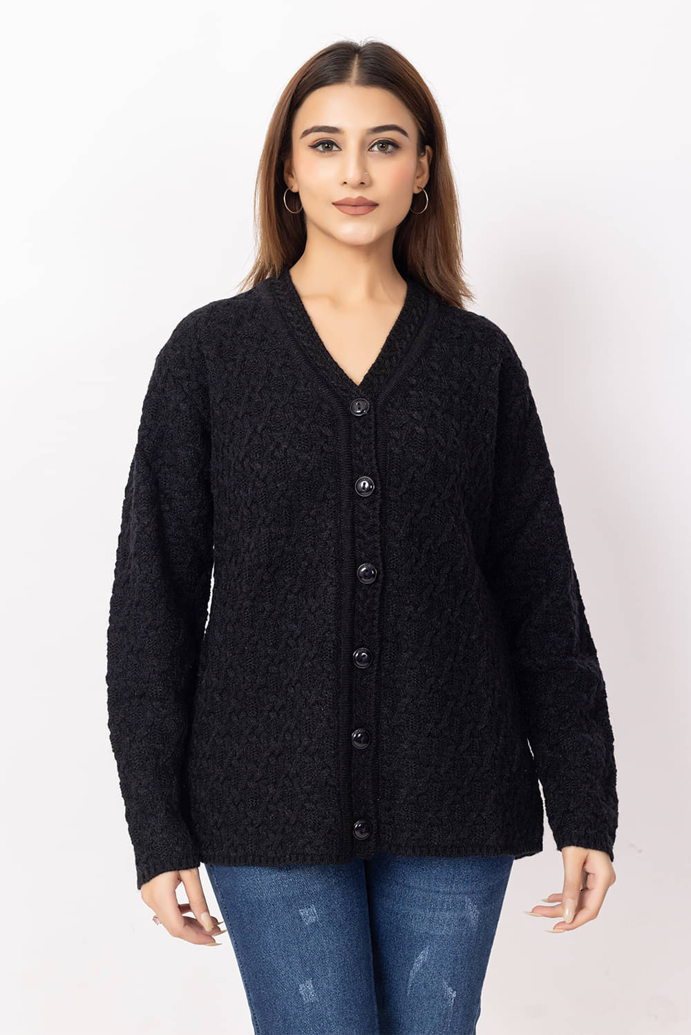     			Dodge Women Woollen V-Neck Sweater ( Black )