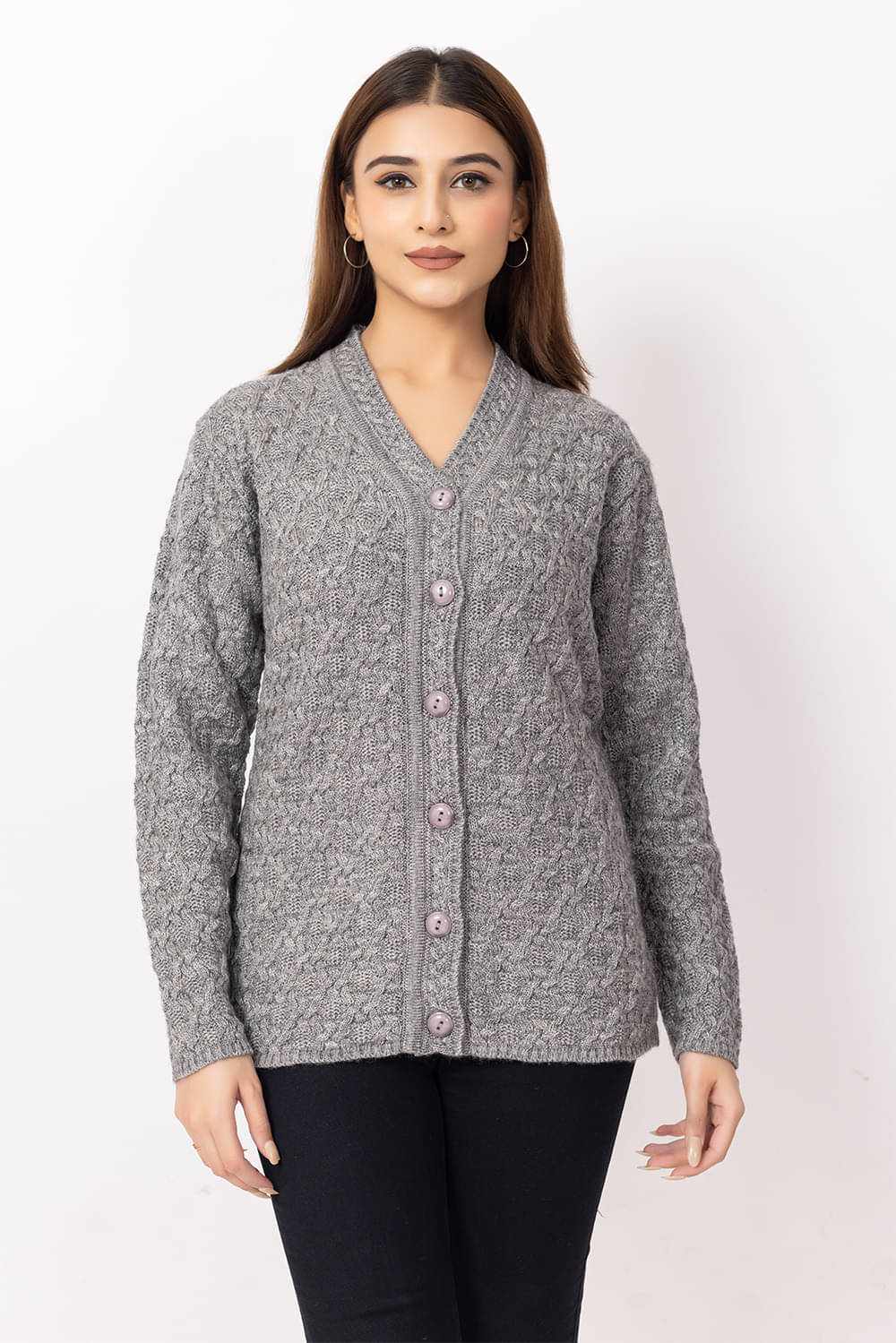     			Dodge Women Woollen V-Neck Sweater ( Grey )