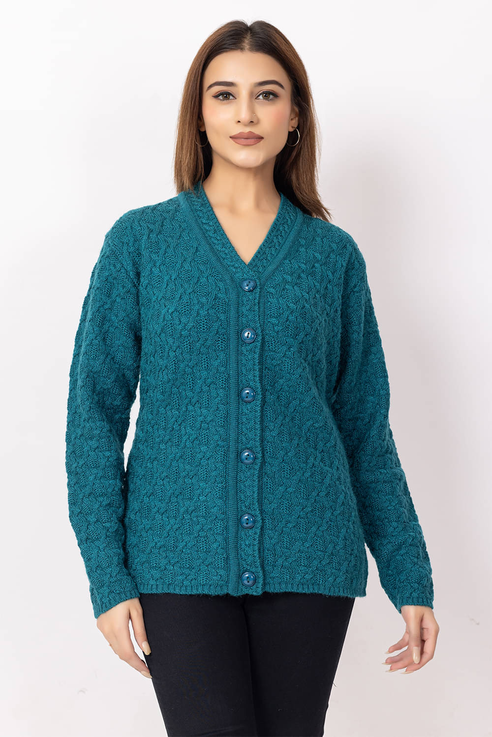     			Dodge Women Woollen V-Neck Sweater ( Dark Green )