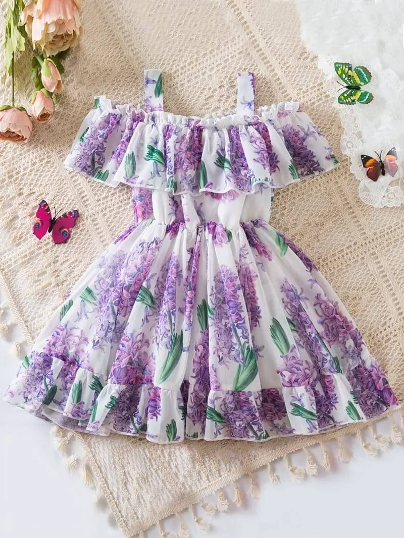 EARTH  SPARROW Georgette Frock For Girls ( Pack of 1 , Lavender )     			EARTH  SPARROW Georgette Frock For Girls ( Pack of 1 , Lavender )