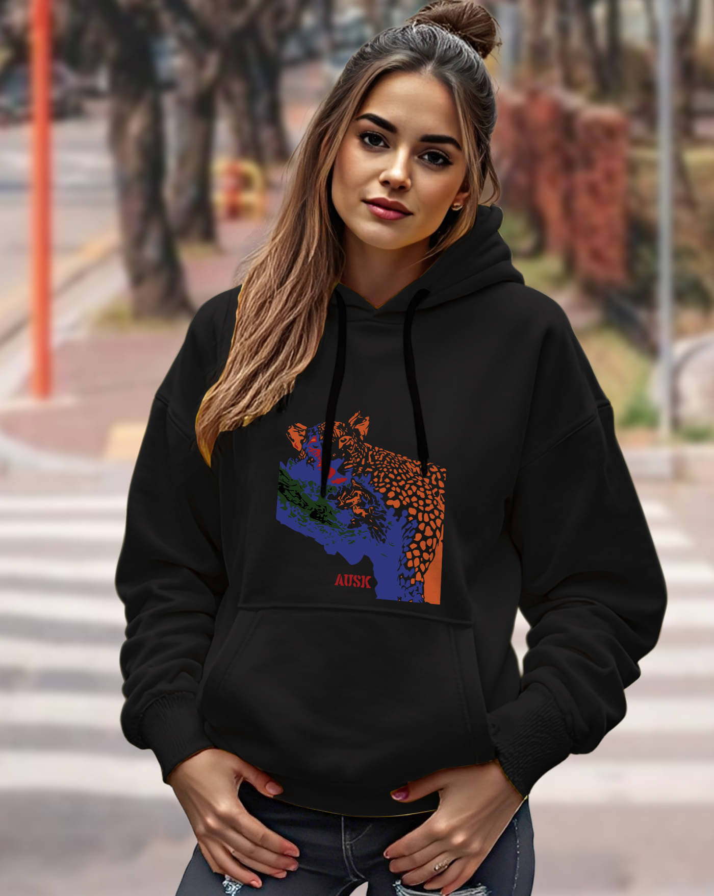     			ENITOR Women Fleece Hooded Sweatshirt For Light Winters ( Black )