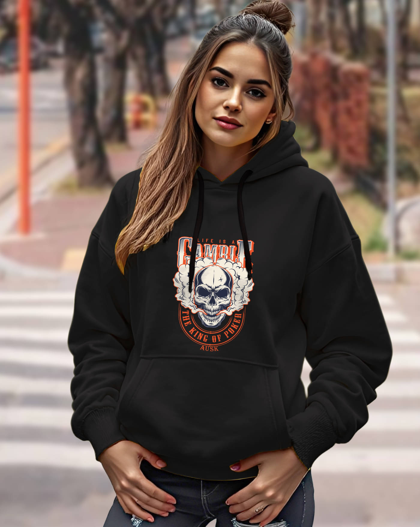     			ENITOR Women Fleece Hooded Sweatshirt For Light Winters ( Black )