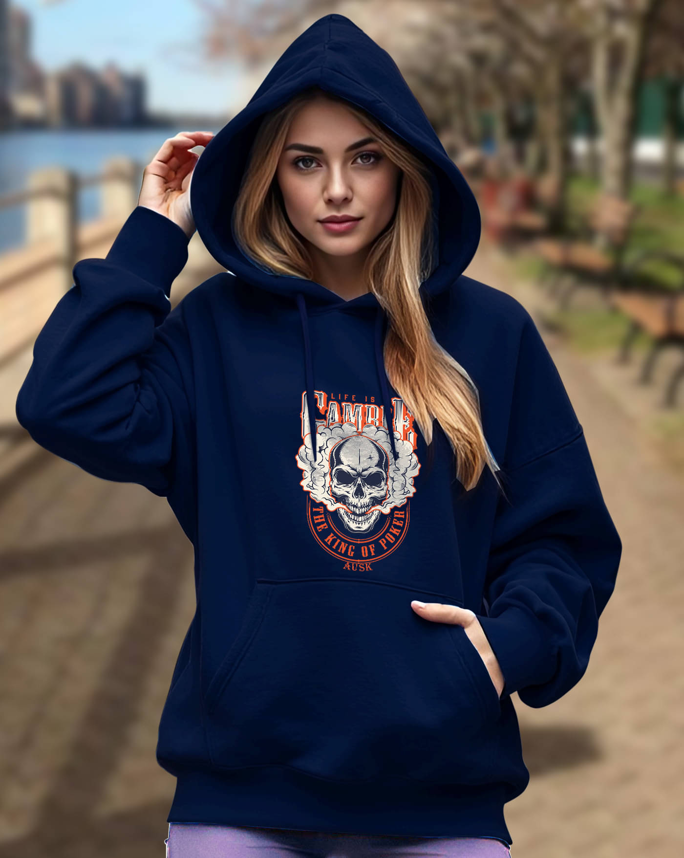     			ENITOR Women Fleece Hooded Sweatshirt For Light Winters ( Blue )