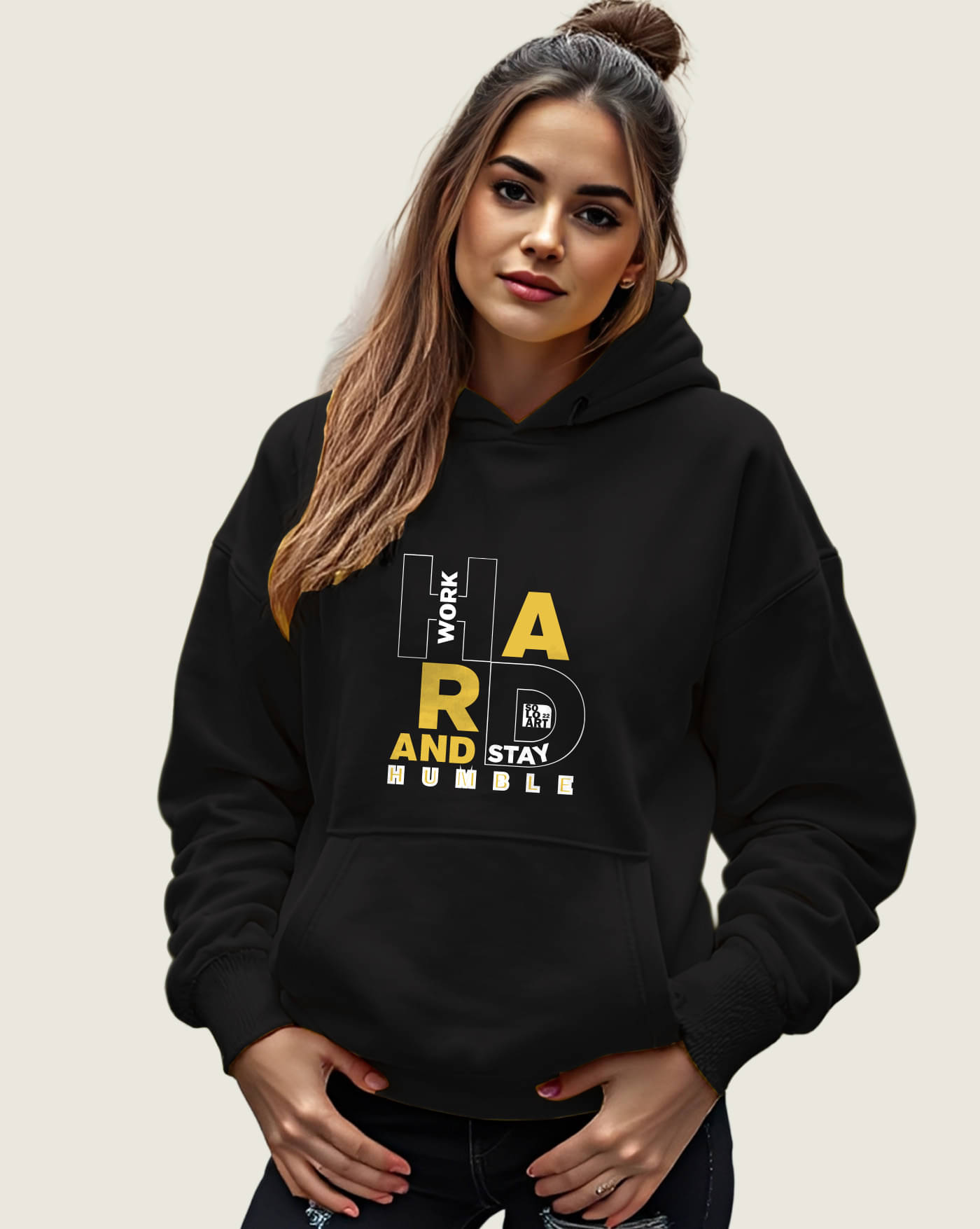     			ENITOR Women Fleece Hooded Sweatshirt For Light Winters ( Black )