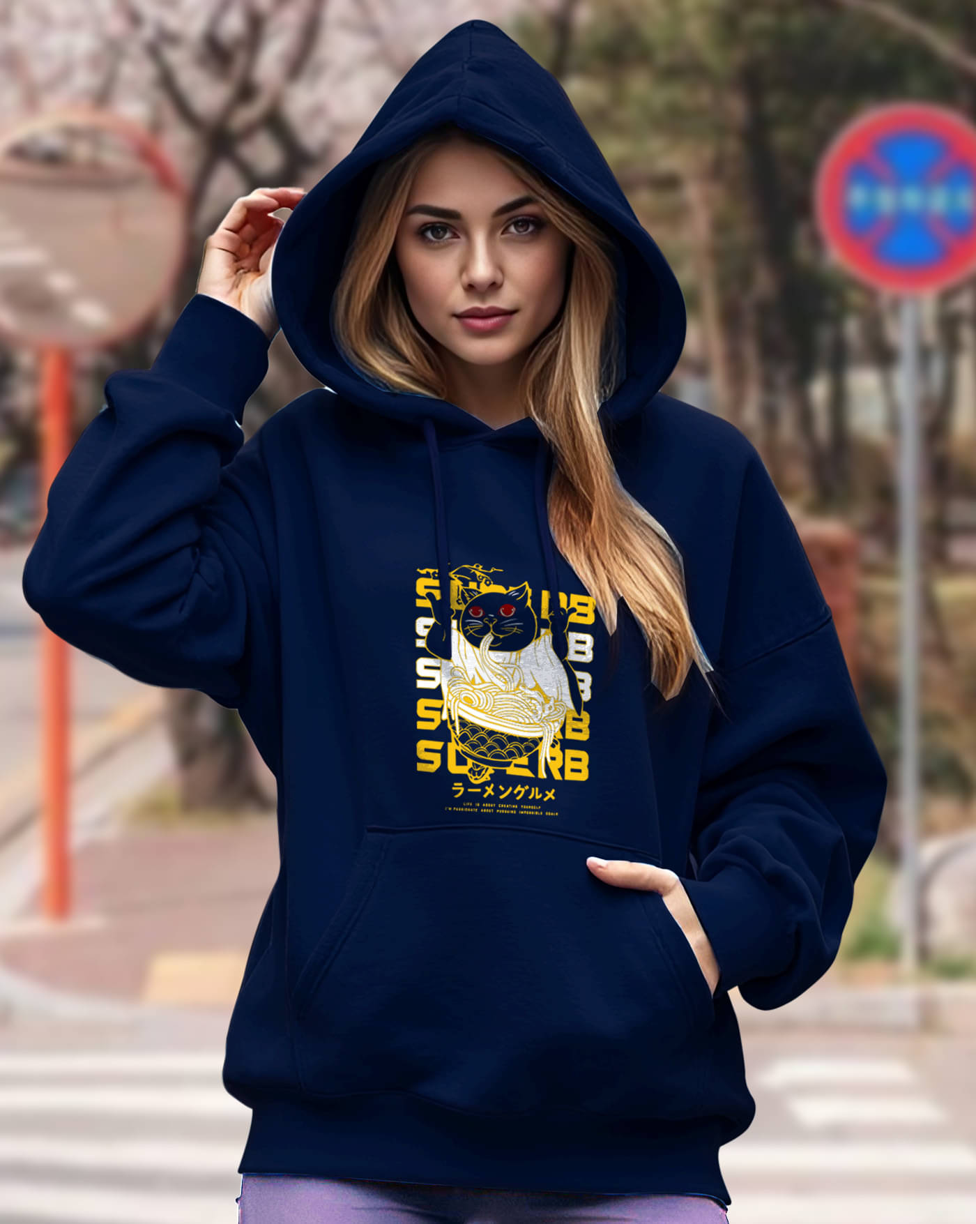     			ENITOR Women Fleece Hooded Sweatshirt For Light Winters ( Blue )