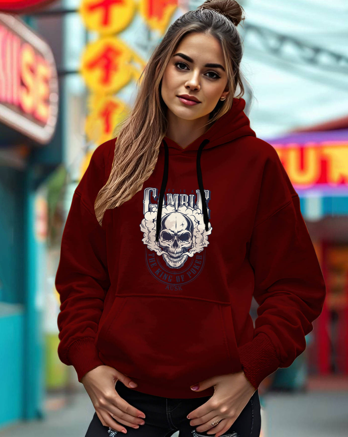     			ENITOR Women Fleece Hooded Sweatshirt For Light Winters ( Maroon )