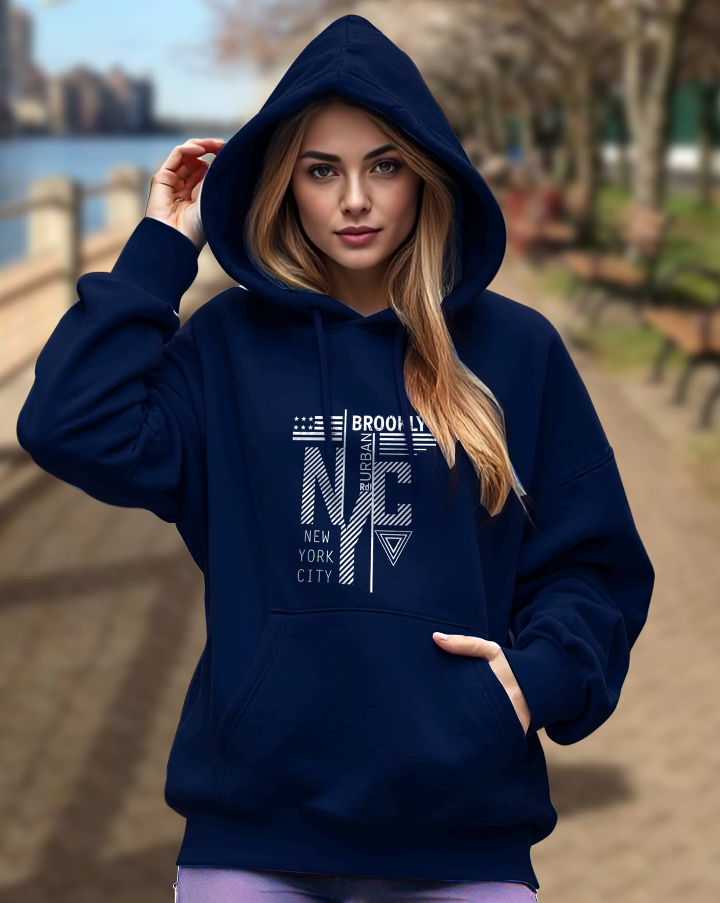     			ENITOR Women Fleece Hooded Sweatshirt For Light Winters ( Blue )