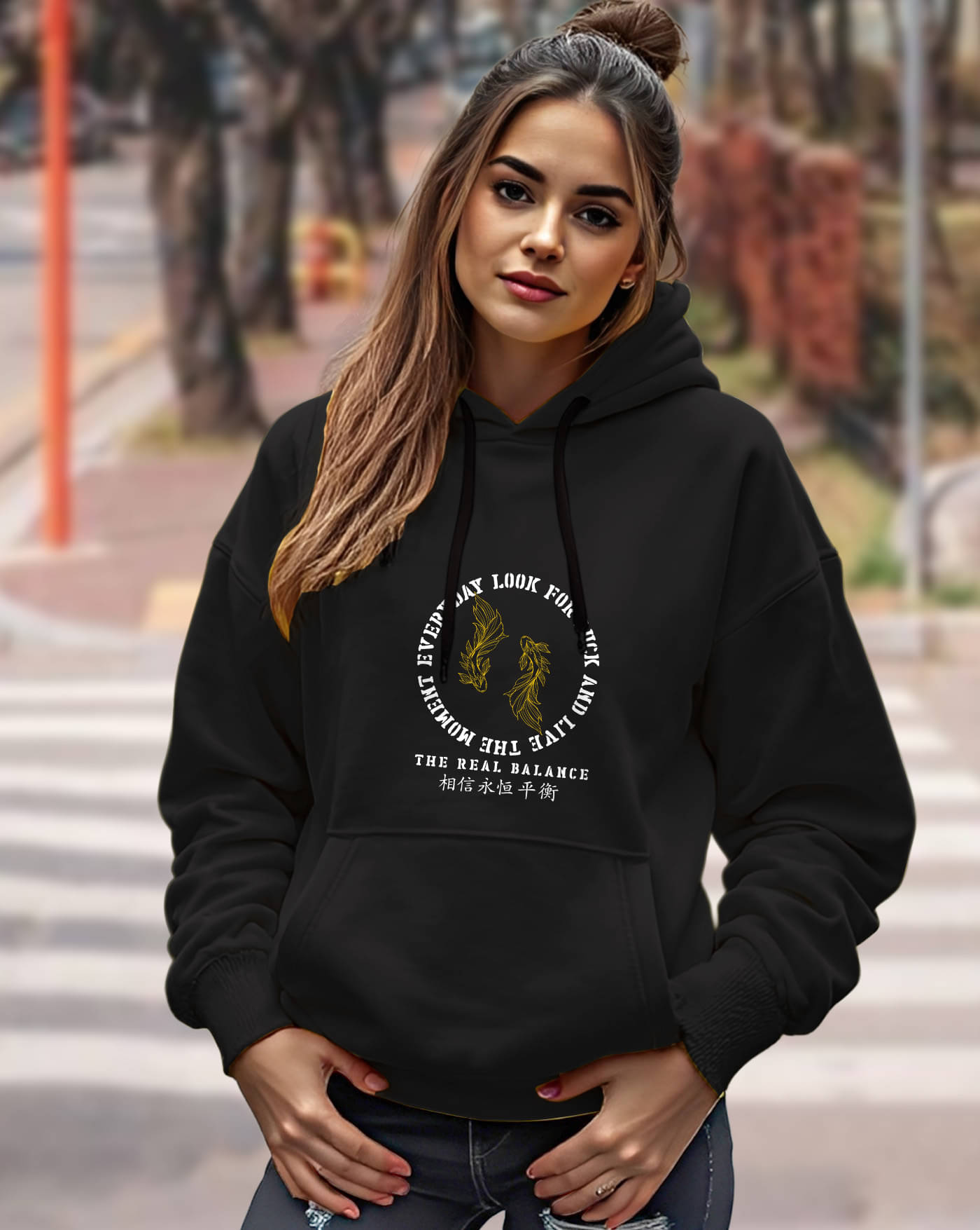     			ENITOR Women Fleece Hooded Sweatshirt For Light Winters ( Black )