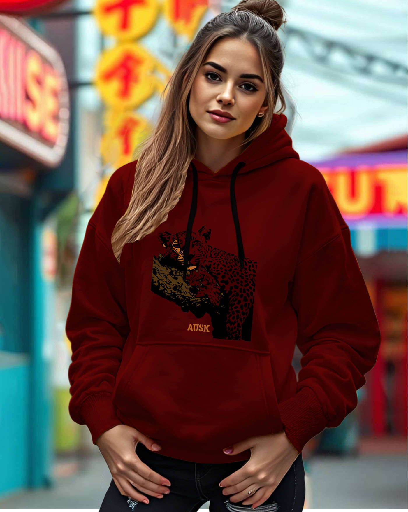     			ENITOR Women Fleece Hooded Sweatshirt For Light Winters ( Maroon )