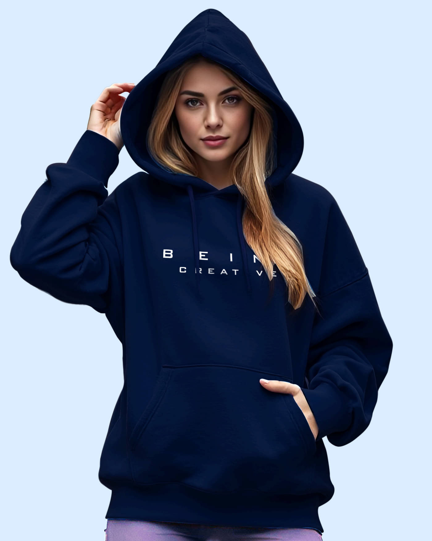 ENITOR Women Fleece Hooded Sweatshirt For Light Winters ( Blue ) ENITOR Women Fleece Hooded Sweatshirt For Light Winters ( Blue )