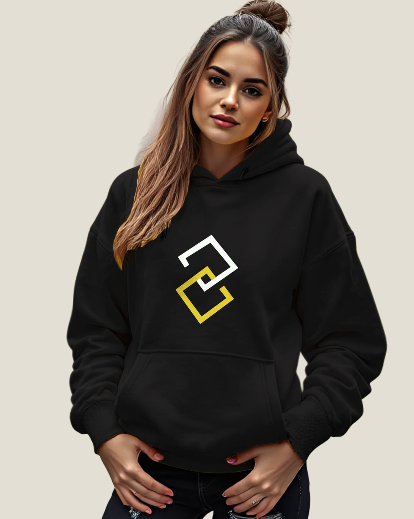     			ENITOR Women Fleece Hooded Sweatshirt For Light Winters ( Black )