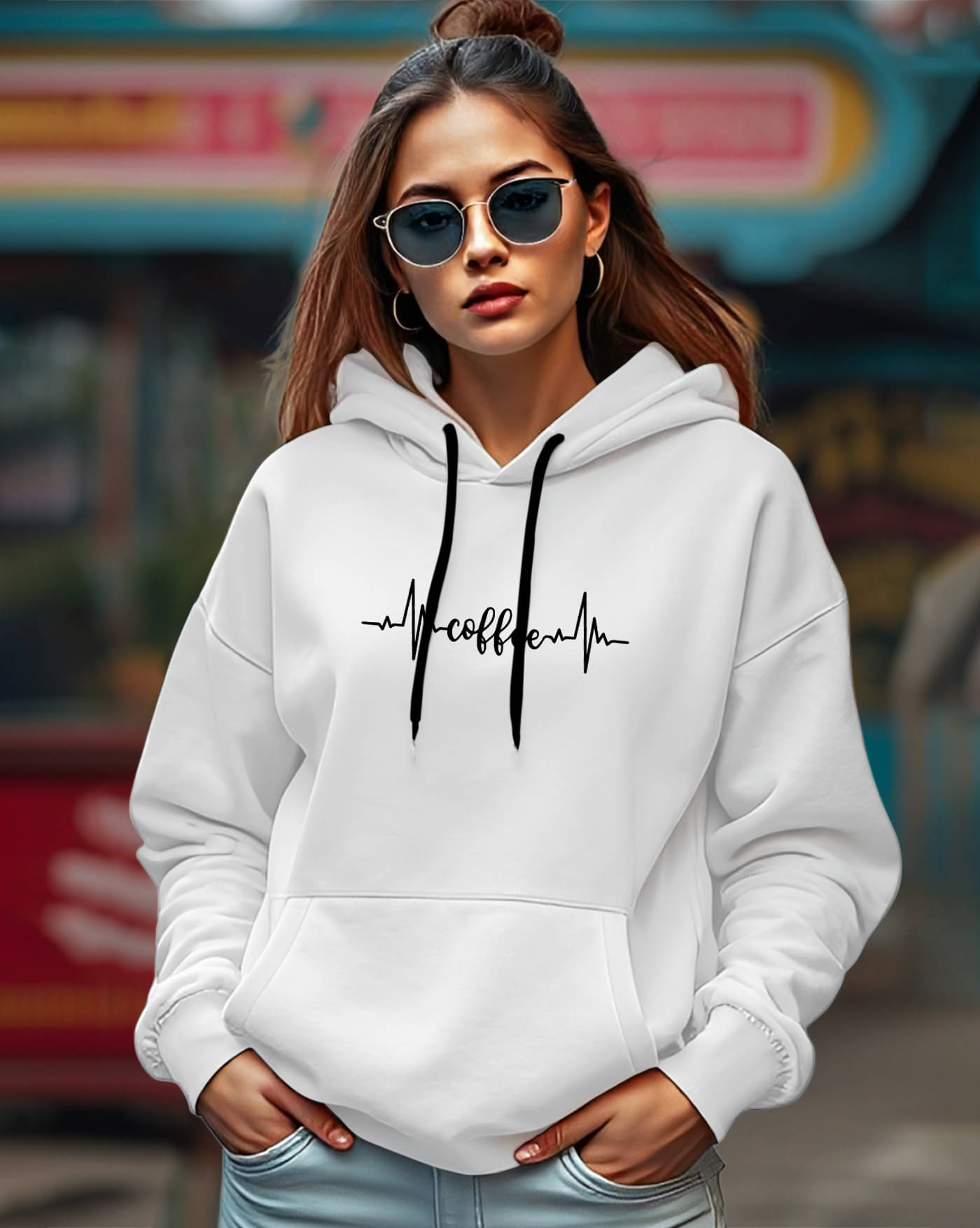     			ENITOR Women Fleece Hooded Sweatshirt For Light Winters ( White )