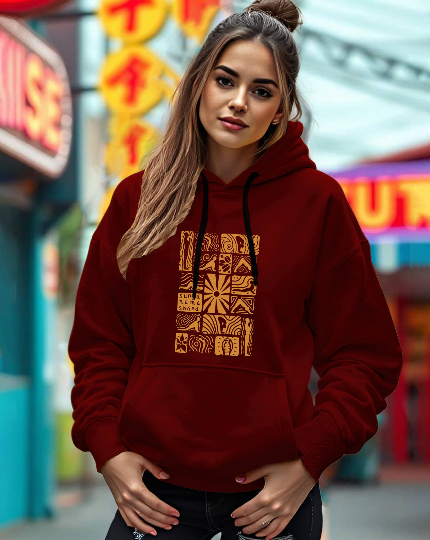     			ENITOR Women Fleece Hooded Sweatshirt For Light Winters ( Maroon )
