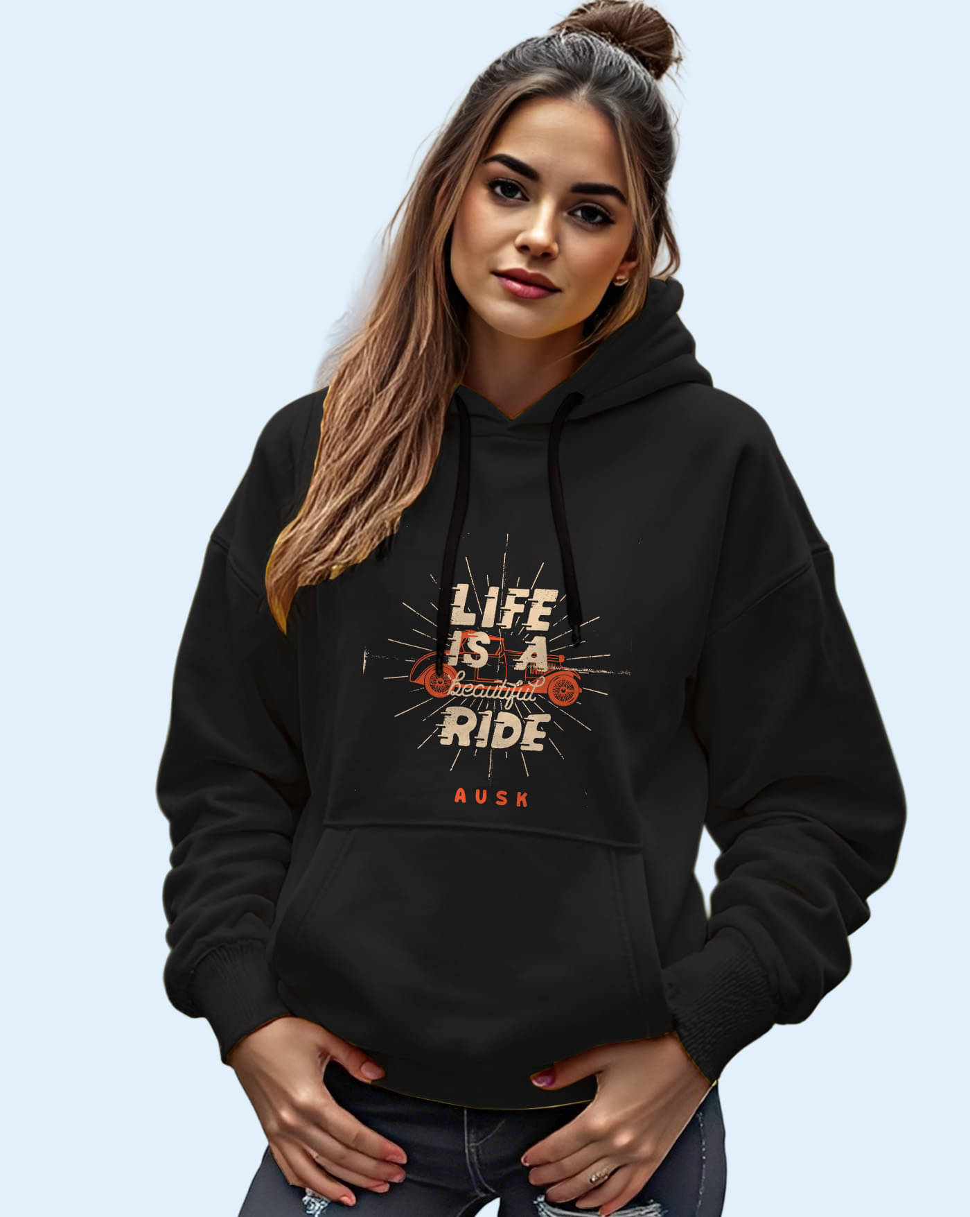     			ENITOR Women Fleece Hooded Sweatshirt For Light Winters ( Black )