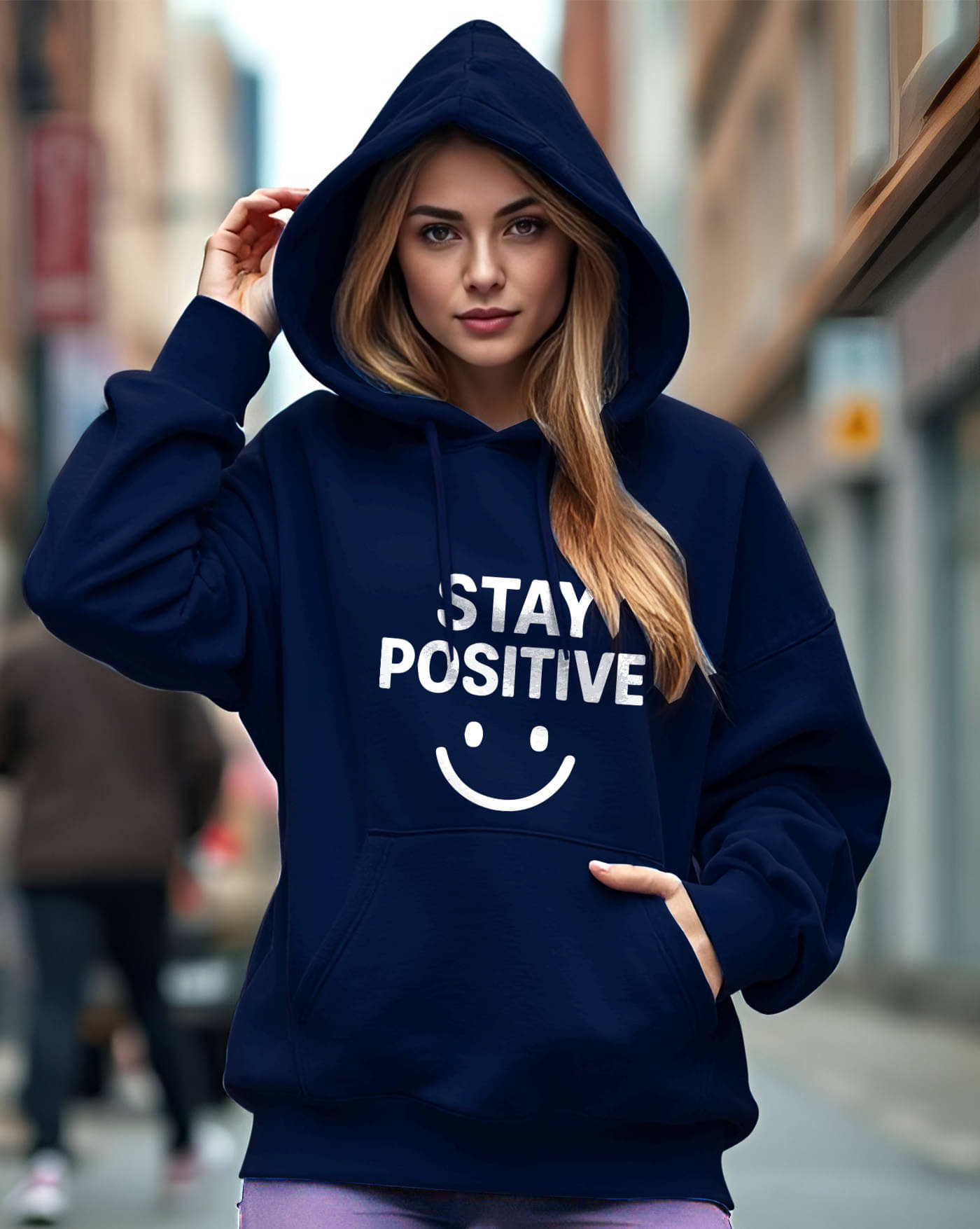     			ENITOR Women Fleece Hooded Sweatshirt For Light Winters ( Blue )