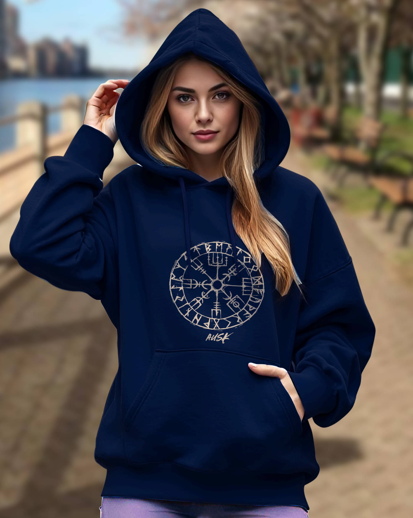     			ENITOR Women Fleece Hooded Sweatshirt For Light Winters ( Blue )